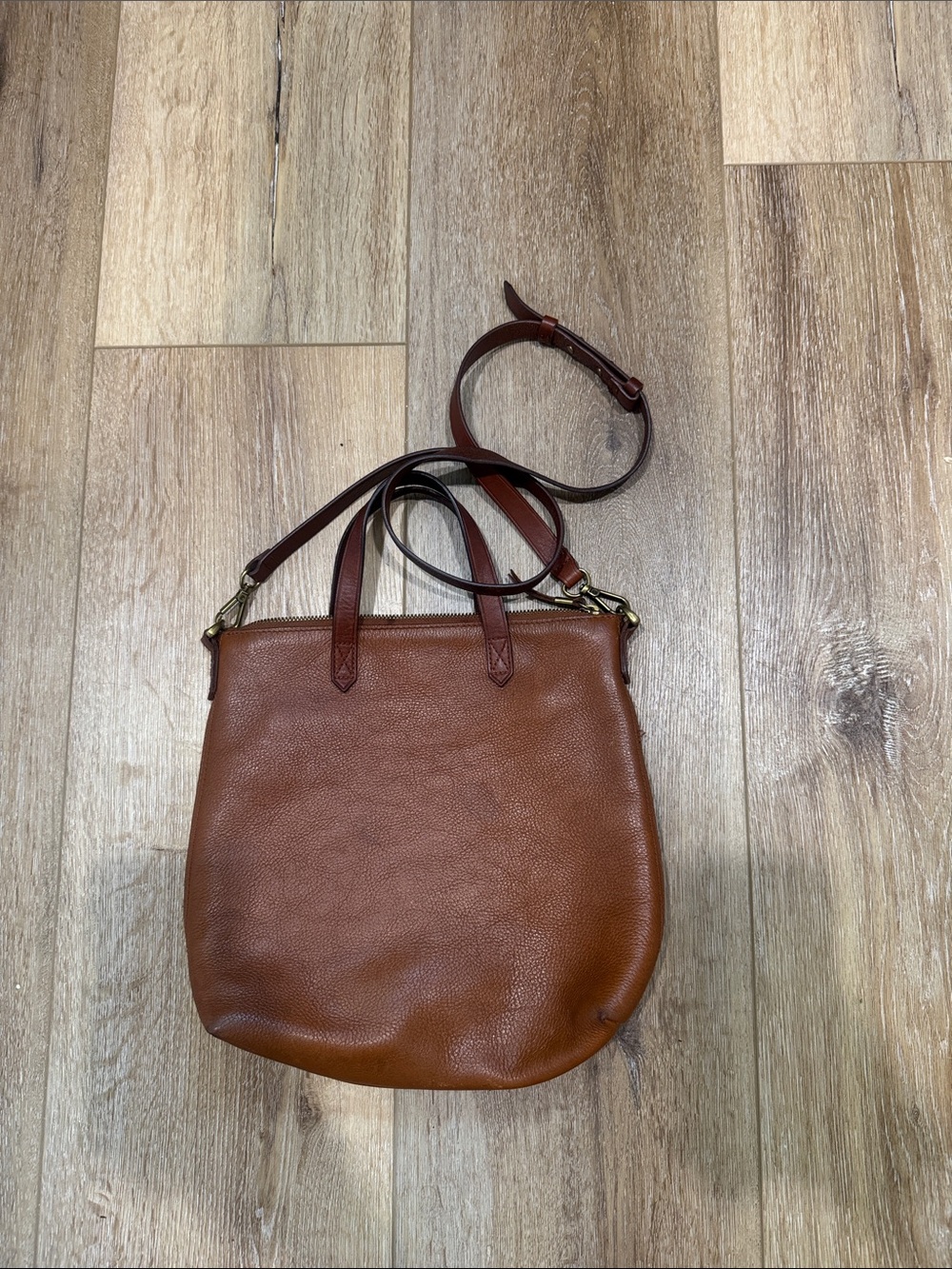 Madewell Classic Brown Leather Tote Crossbody Bag